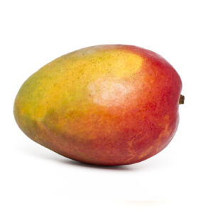 Closeup shot of Mango on plain white background