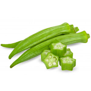 Green Okra on a white background