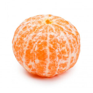 Pealed Tangerine on a white background