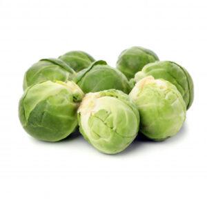 Green Brussel Sprouts on a white background