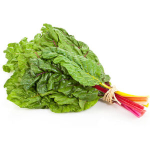 Green Swiss Chard on a white background