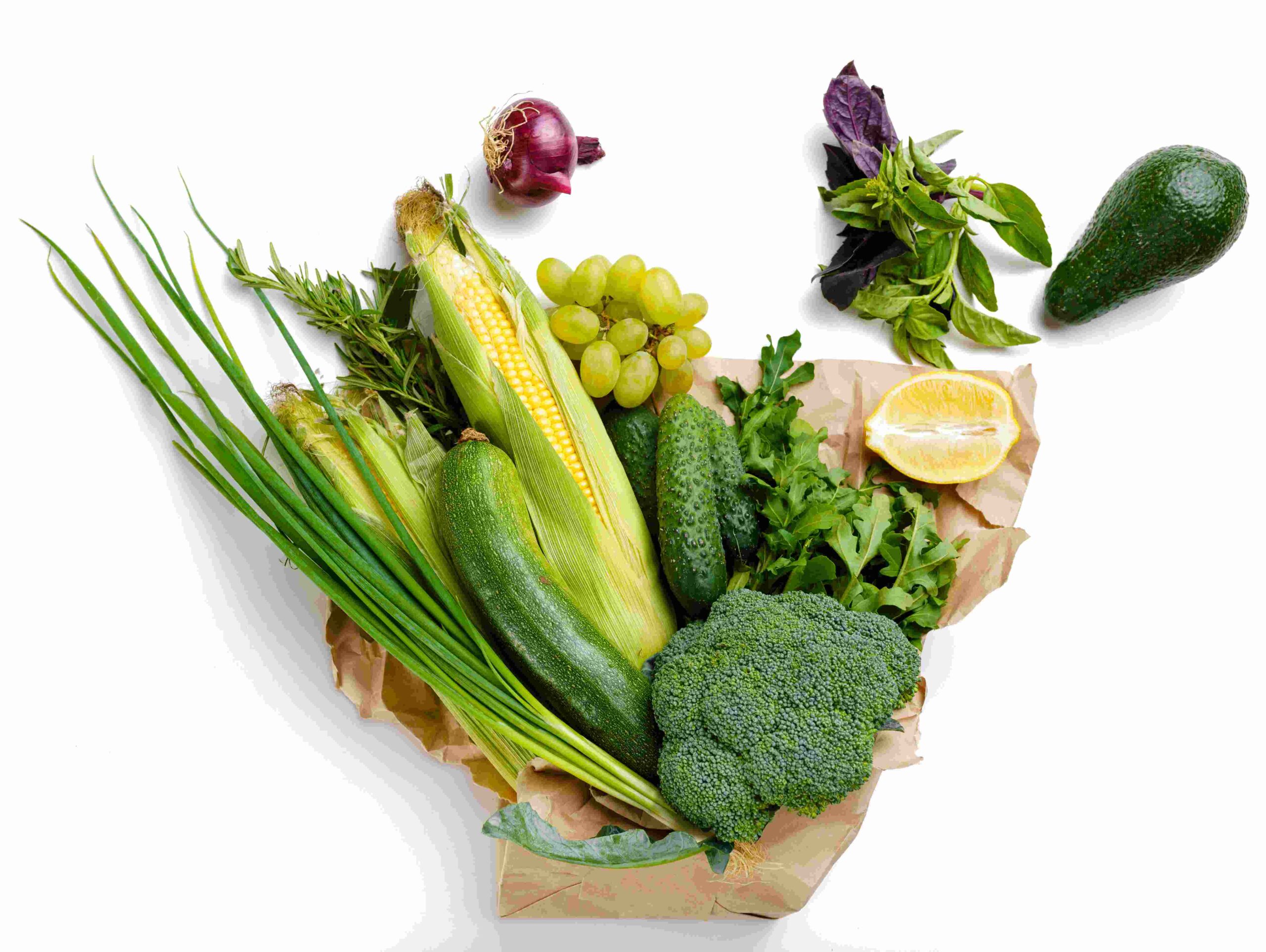 Fruits and Vegetables Stacked in a Bunch